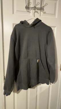 Carhartt Men's Loose Fit Midweight Sleeve Logo Graphic Hoodie - Charcoal/Fluores